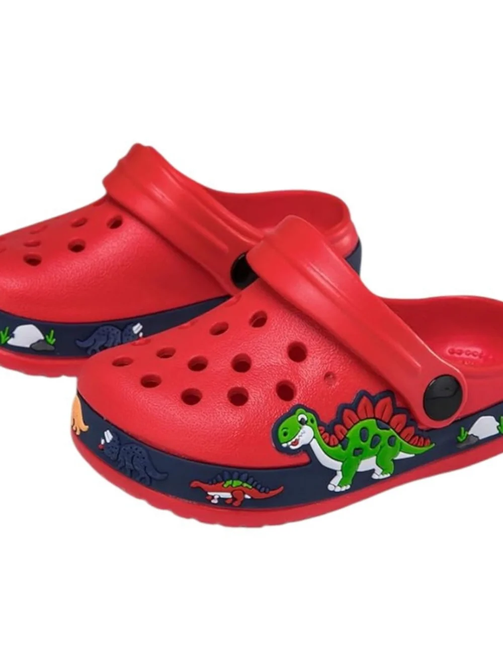 Kids Red Dinosaur Clog Sandals - Comfortable Slip-On